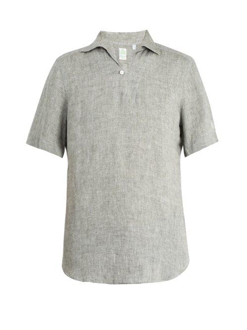 Matchesfashion.com Finamore 1925 - Palma Short Sleeved Linen Shirt - Mens - Green