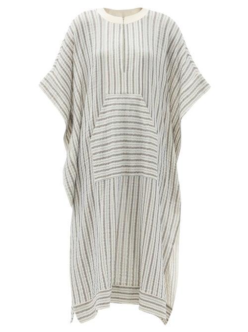 Matchesfashion.com Zeus + Dione - Calyx Striped Cotton-blend Midi Kaftan Dress - Womens - Blue Silver