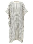 Matchesfashion.com Zeus + Dione - Calyx Striped Cotton-blend Midi Kaftan Dress - Womens - Blue Silver