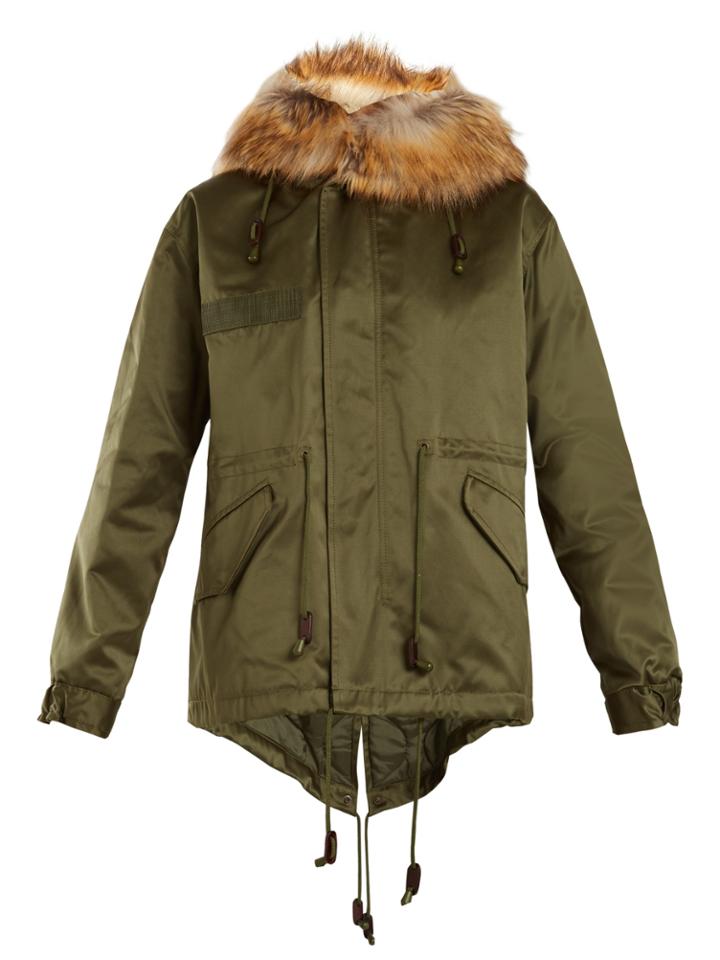 Nili Lotan Aviano Faux-fur Trim Hooded Satin Parka