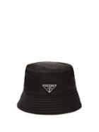 Matchesfashion.com Prada - Logo Plaque Nylon Bucket Hat - Womens - Black