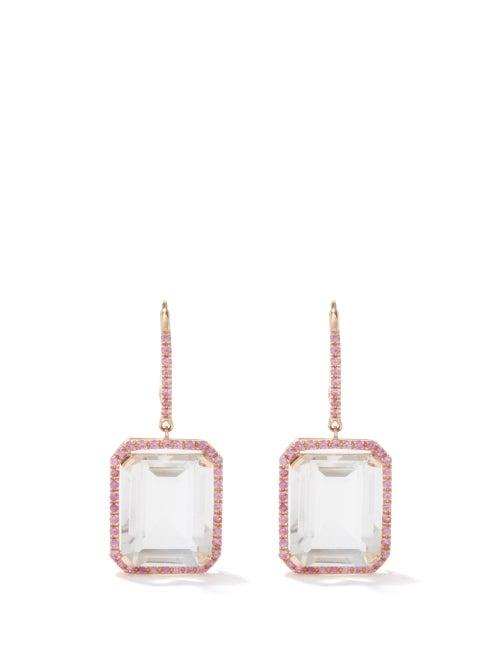Shay - Portrait Sapphire, Topaz & 18kt Rose-gold Earrings - Womens - Rose Gold