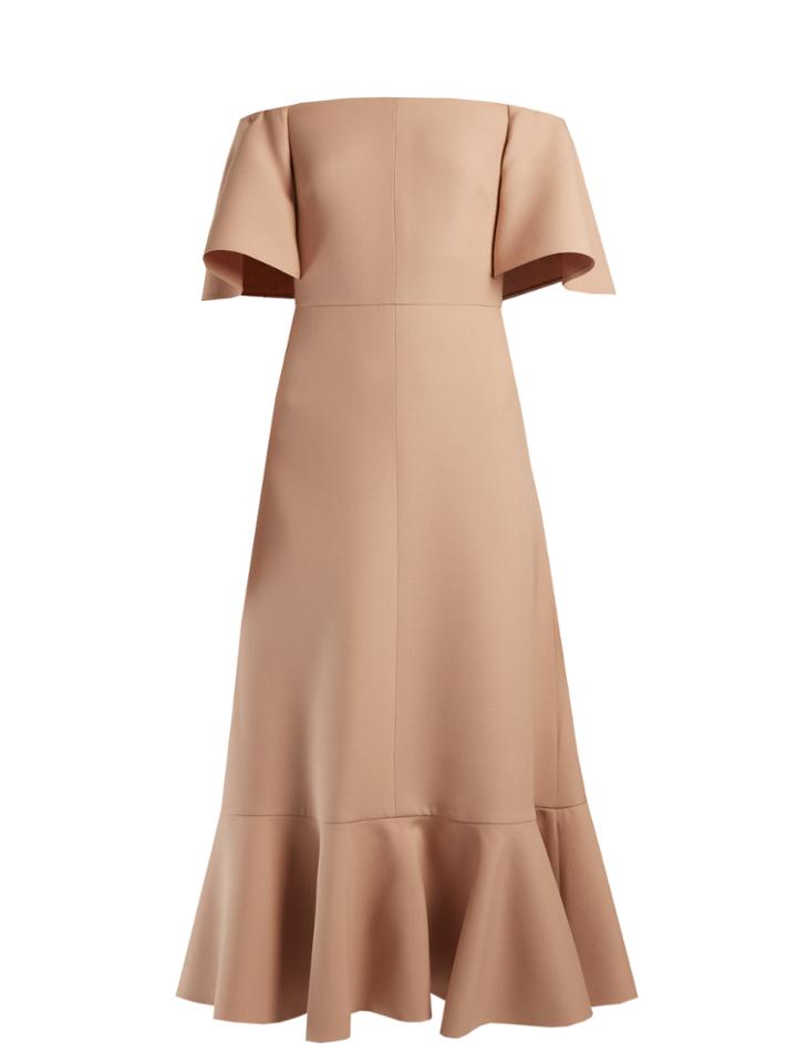 Valentino Off-the-shoulder Crepe Midi Dress