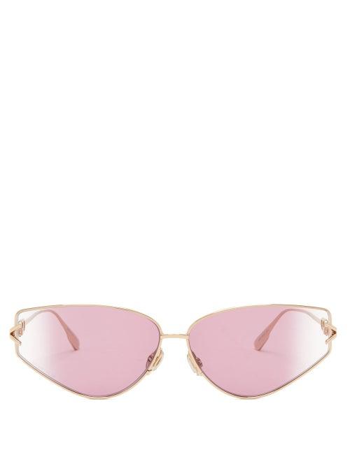 Matchesfashion.com Dior Eyewear - Diorgypsy2 Small Cat-eye Metal Sunglasses - Womens - Pink
