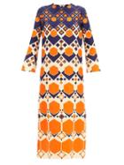 Matchesfashion.com Gucci - Hexagon-print Silk-blend Crepe Dress - Womens - Navy Print