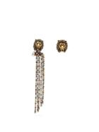 Matchesfashion.com Gucci - Mismatched Lion Crystal Embellished Clip Earrings - Womens - Multi