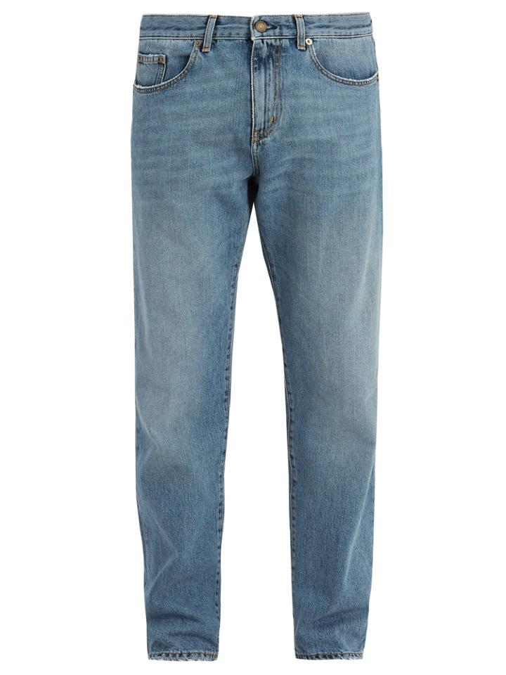 Saint Laurent Distressed Straight-leg Jeans
