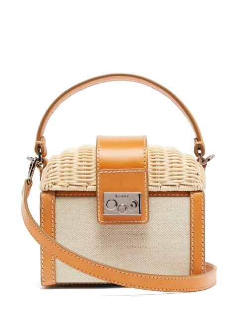 Matchesfashion.com Rodo - Wicker And Canvas Clutch Bag - Womens - Beige Multi