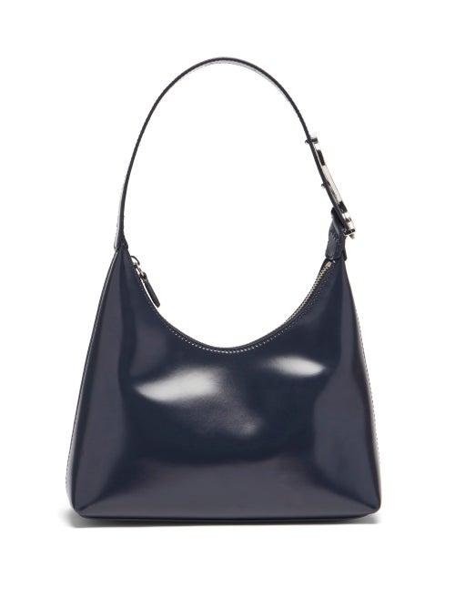 Ladies Bags Staud - Scotty Leather Shoulder Bag - Womens - Dark Blue