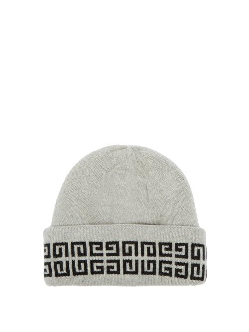 Givenchy - Reversible Logo-jacquard Wool-blend Beanie Hat - Mens - Grey