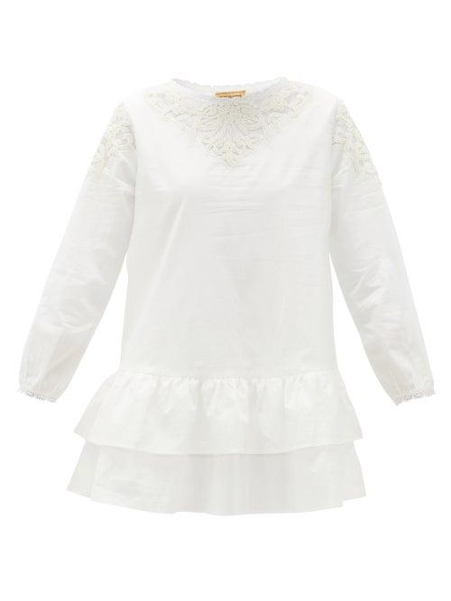 Matchesfashion.com Muzungu Sisters - Dana Ruffled Organic-cotton Blouse - Womens - White