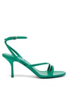 Matchesfashion.com Prada - Ankle Strap Patent Leather Heeled Sandals - Womens - Green