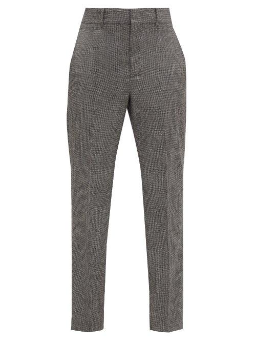 Matchesfashion.com Isabel Marant - Sonnel Houndstooth-wool Slim-leg Trousers - Womens - Dark Grey