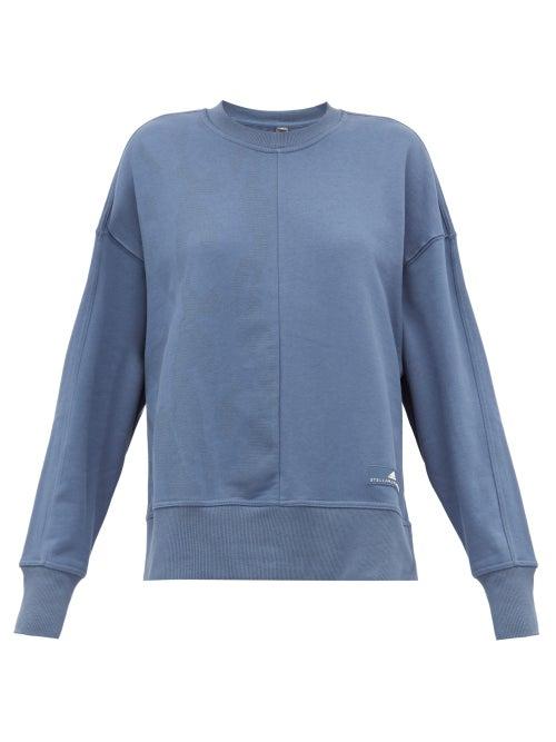 Matchesfashion.com Adidas By Stella Mccartney - Zip Vent Sleeves Cotton Sweatshirt - Womens - Blue