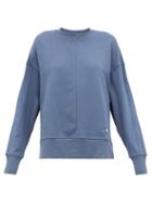 Matchesfashion.com Adidas By Stella Mccartney - Zip Vent Sleeves Cotton Sweatshirt - Womens - Blue