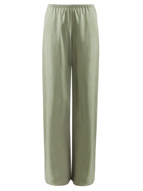 Matchesfashion.com The Row - Gala Satin Wide Leg Trousers - Womens - Green