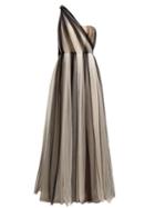 Matchesfashion.com Carolina Herrera - One Shoulder Striped Tulle Gown - Womens - Black White