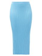 Galvan - Rhea Ribbed-knit Midi Skirt - Womens - Mid Blue