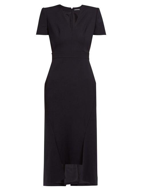 Matchesfashion.com Alexander Mcqueen - Padded Tailored Twill Midi Dress - Womens - Navy