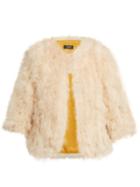 Matchesfashion.com Yves Salomon - Cropped Feather Embellished Jacket - Womens - Light Pink