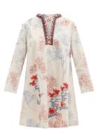 Matchesfashion.com Le Sirenuse, Positano - Charlotte Spring Flowers-print Cotton Mini Dress - Womens - White Print