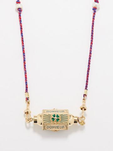 Marie Lichtenberg - Bonheur Locket Diamond & 14kt Gold Necklace - Womens - Green Multi