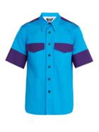 Matchesfashion.com Calvin Klein 205w39nyc - Short Sleeved Cotton Shirt - Mens - Blue Multi