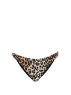 Ladies Beachwear Ganni - Leopard-print Recycled Fibre-blend Bikini Briefs - Womens - Leopard Print