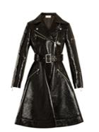 Sara Battaglia Flared-hem Patent Faux-leather Biker Coat
