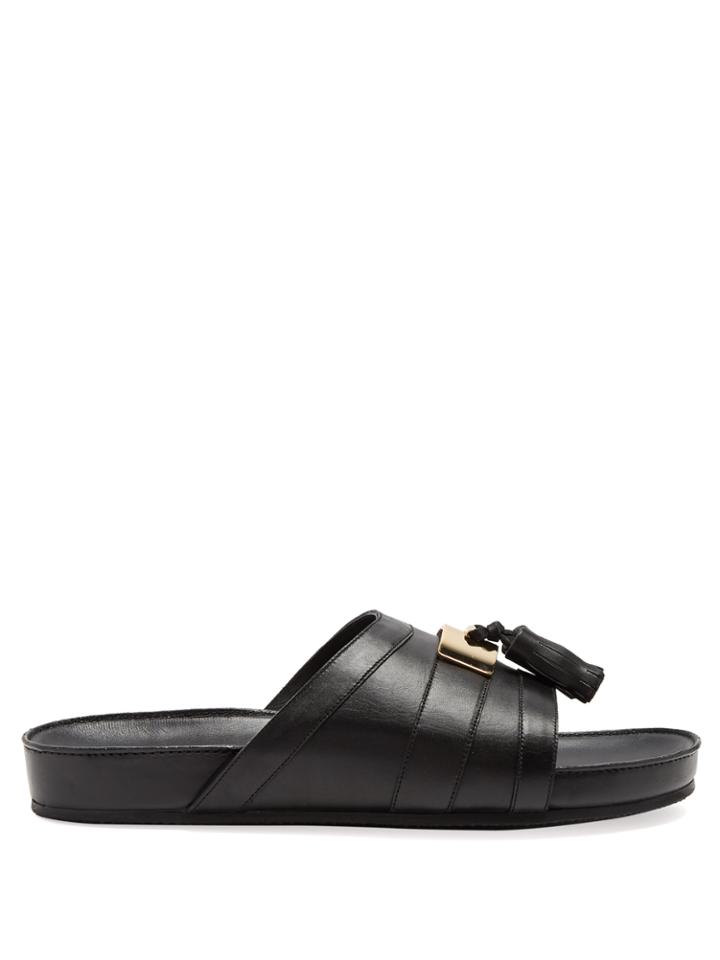 Balmain Tassel Leather Slides
