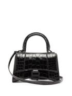 Matchesfashion.com Balenciaga - Hourglass Small Crocodile-effect Leather Bag - Womens - Black