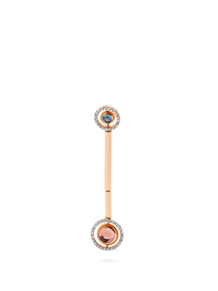 Marie Mas Diamond, Amethyst, Topaz & Pink-gold Earring