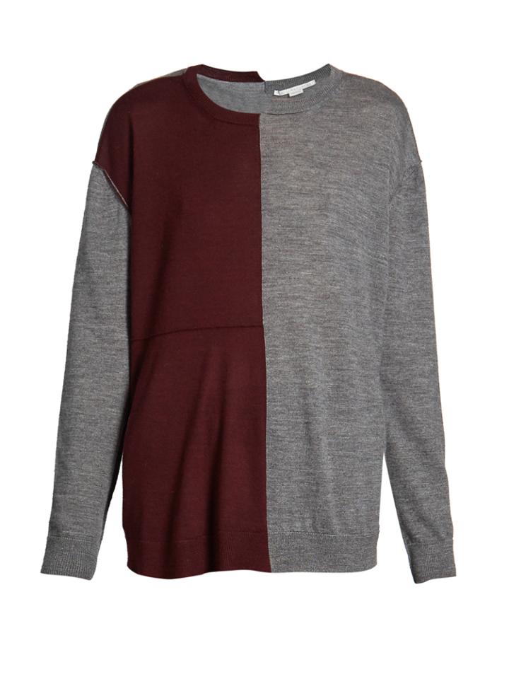 Stella Mccartney Bi-colour Long-sleeved Knit Sweater