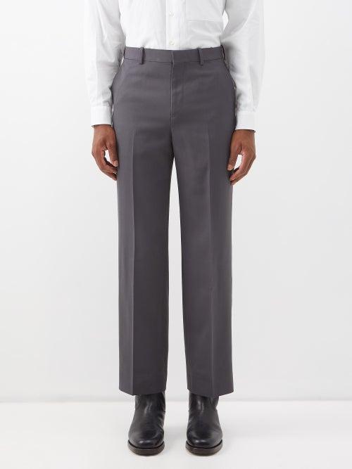 Auralee - Pleated Wool Trousers - Mens - Dark Grey