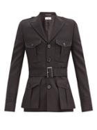 Matchesfashion.com Saint Laurent - Leather-trimmed Wool Safari Jacket - Mens - Black