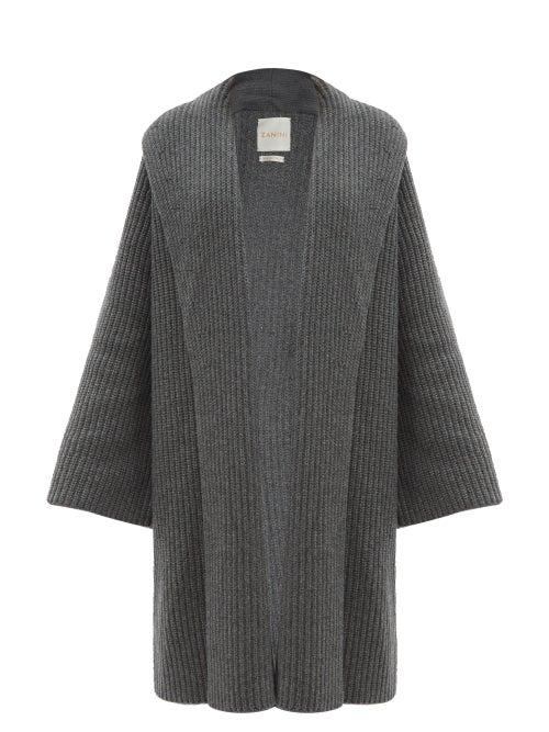 Zanini - Ribbed Longline Cashmere Cardigan - Womens - Grey