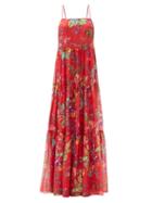 Matchesfashion.com Etro - Palmaria Floral-print Cotton-blend Maxi Dress - Womens - Red Multi