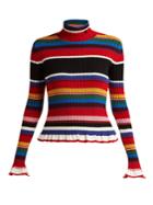 Msgm Striped Wool-blend Roll-neck Sweater