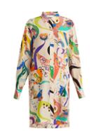 Matchesfashion.com Etro - Abstract Print Silk Shirtdress - Womens - White