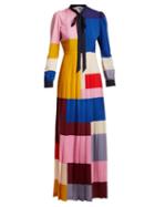 Matchesfashion.com Mary Katrantzou - Duritz Colour Block Crepe De Chine Dress - Womens - Multi