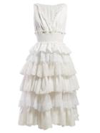 Matchesfashion.com Dolce & Gabbana - Lace Trimmed Tiered Dress - Womens - White