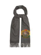 Matchesfashion.com Burberry - Crest Embroidered Cashmere Scarf - Mens - Grey