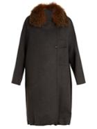 Brunello Cucinelli Double-breasted Fur-trimmed Wool-blend Coat
