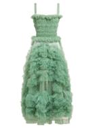 Matchesfashion.com Molly Goddard - Flo Gingham Organza Ruffle Midi Dress - Womens - Green