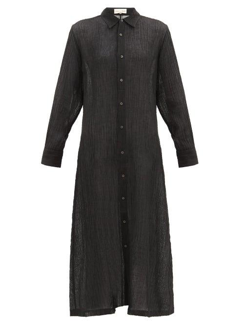 Matchesfashion.com Mara Hoffman - Cinzia Crinkled Organic Linen-blend Shirt Dress - Womens - Black