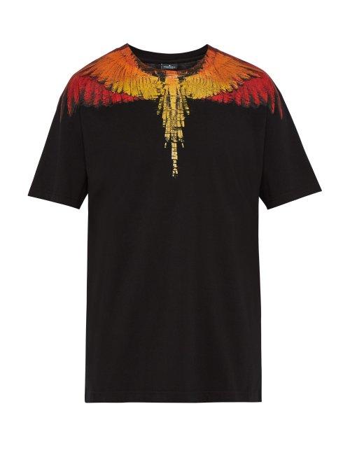 Matchesfashion.com Marcelo Burlon - Wings Print Cotton T Shirt - Mens - Black Multi