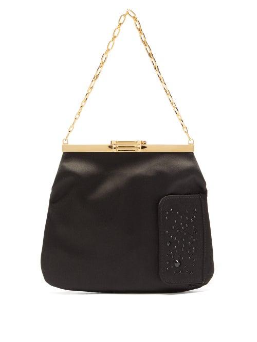 Matchesfashion.com Bienen-davis - 4am Black Odyssey Crystal & Satin Clutch - Womens - Black