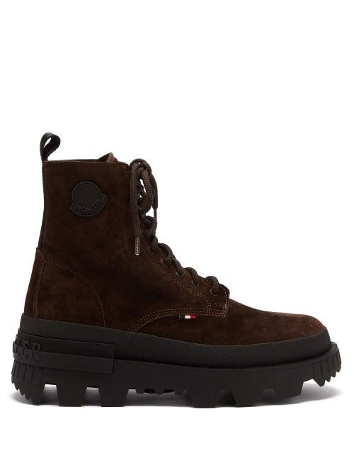 Moncler - Mercurious Suede Hiking Boots - Mens - Dark Brown