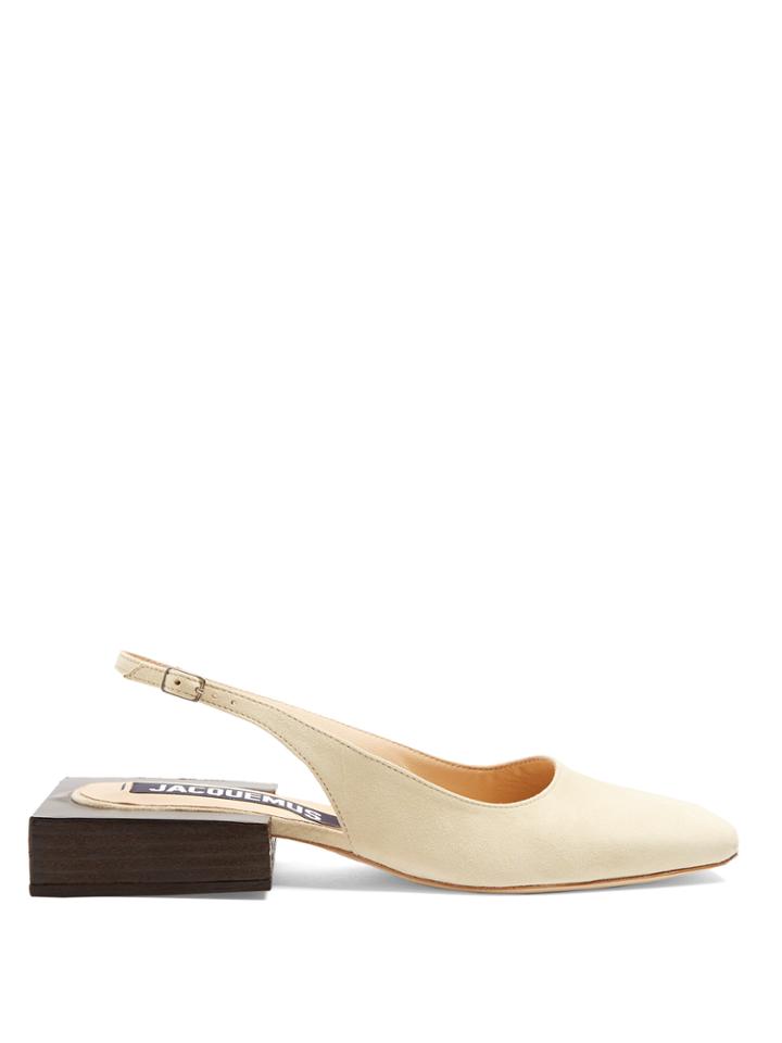 Jacquemus Sculptured-heel Slingback Suede Shoes