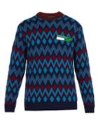 Matchesfashion.com Prada - Chevron Jacquard Wool Blend Sweater - Mens - Blue